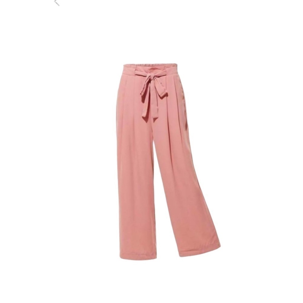 Ash pink pants. Wide leg. Tie belt. Small. - Picture 2 of 4